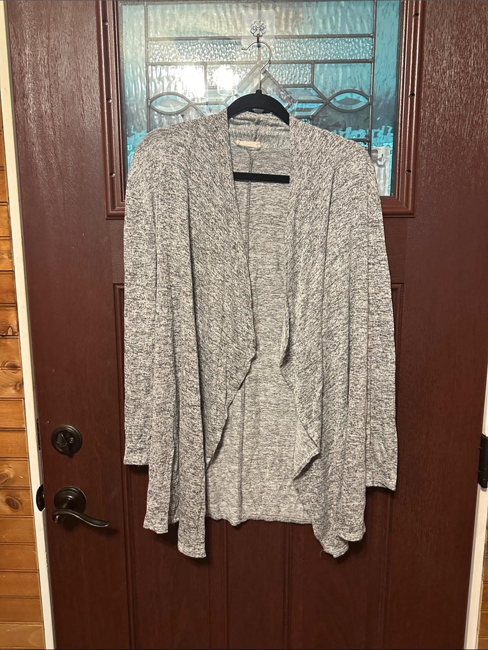 Olivia Rae Open-Front Gray Marled Cardigan